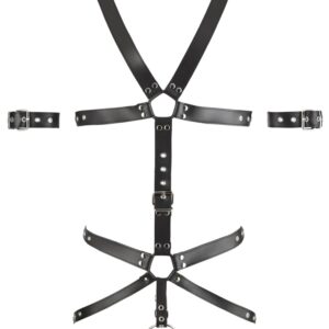 Harness aus Leder mit 3 Penis-/Hodenringen