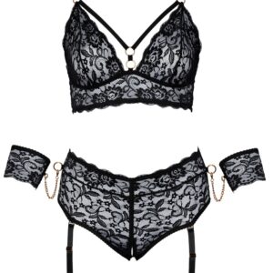 Bralette plus Straps-Slip ouvert inklusive Armfesseln