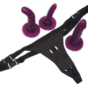 Umschnalldildo-Set "Strap-On“ mit 3 Dildos zum Austauschen