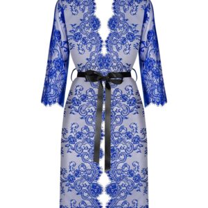 Kimono „Cobaltess“ mit filigraner Eyelash-Spitze