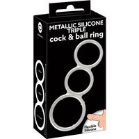 Metallic Silicone Triple cock and ball ring